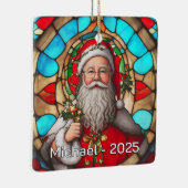 Stained Glass Santa Claus Portrait Keramisch Ornament (Rechts)