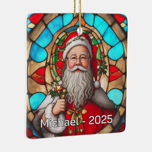 Stained Glass Santa Claus Portrait Keramisch Ornament (Rechts)