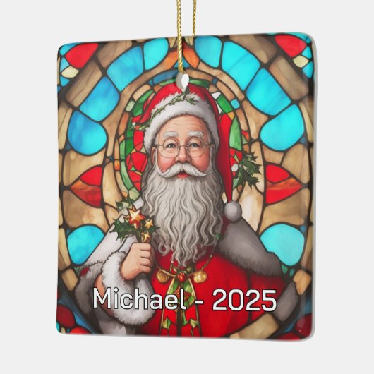 Stained Glass Santa Claus Portrait Keramisch Ornament (Links)