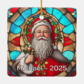 Stained Glass Santa Claus Portrait Keramisch Ornament (Achterkant)