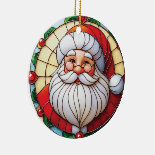 Stained Glass Santa Holiday Keramisch Ornament (Rechts)