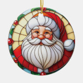 Stained Glass Santa Holiday Keramisch Ornament (Voorkant)