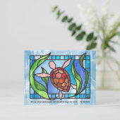 Stained Glass Sea Turtle Postcards Feestdagenkaart (Staand voorkant)