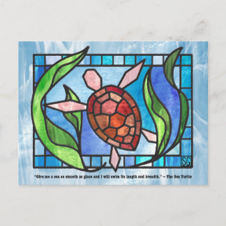 Stained Glass Sea Turtle Postcards Feestdagenkaart