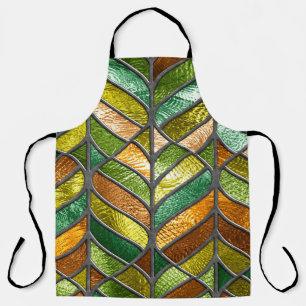 Stained glass seamless texture with leaf pattern, schort