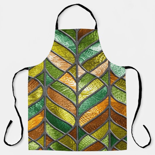 Stained glass seamless texture with leaf pattern, schort (Voorkant)
