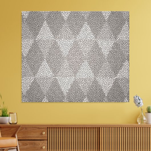 Stained Glass Silver Diamond Pattern Canvas Afdruk (Insitu (Woonkamer))