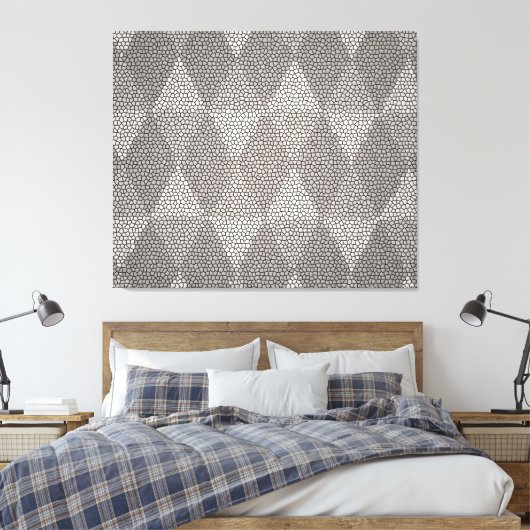 Stained Glass Silver Diamond Pattern Canvas Afdruk (Insitu (Slaapkamer))