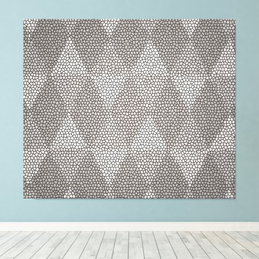 Stained Glass Silver Diamond Pattern Canvas Afdruk (Insitu (Houten vloer))
