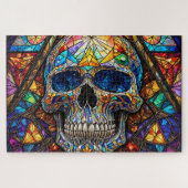 Stained Glass Skull Jigsaw Puzzle Legpuzzel (Horizontaal)