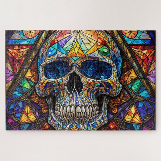 Stained Glass Skull Jigsaw Puzzle Legpuzzel (Horizontaal)