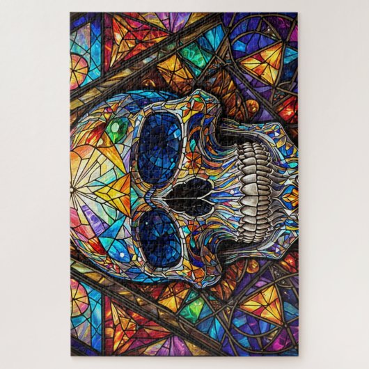 Stained Glass Skull Jigsaw Puzzle Legpuzzel (Verticaal)
