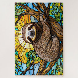 Stained Glass Sloth Jigsaw Puzzle  Legpuzzel