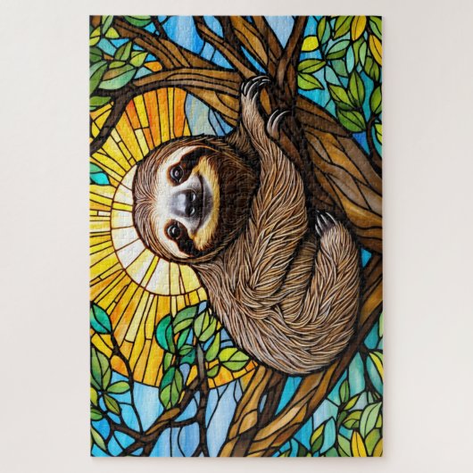 Stained Glass Sloth Jigsaw Puzzle  Legpuzzel (Verticaal)