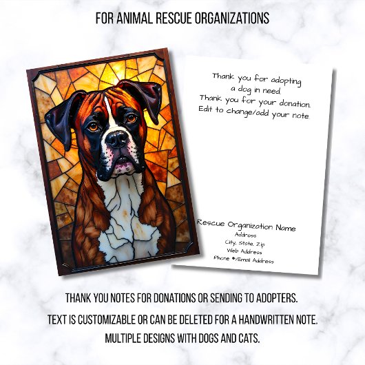 Stained Glass Style Animal Rescue Organization Bedankkaart