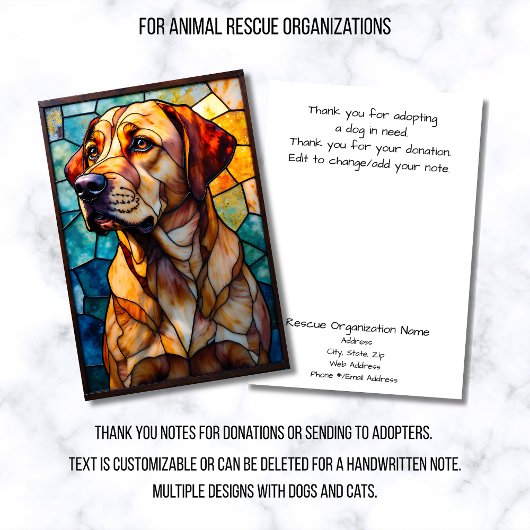 Stained Glass Style Animal Rescue Organization Bedankkaart