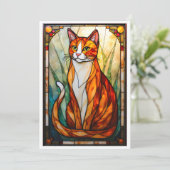 Stained Glass Style Cat Rescue Organization Flat Bedankkaart (Staand voorkant)