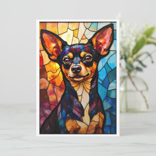 Stained Glass Style Chihuahua Dog Kaart (Staand voorkant)