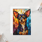 Stained Glass Style Chihuahua Dog Kaart (Voorkant / Achterkant in situ)