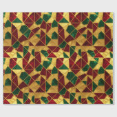 Stained Glass Style Christmas Red Green Gold  Cadeaupapier (Vlak)