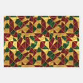Stained Glass Style Christmas Red Green Gold  Inpakpapier Vel (Voorkant)