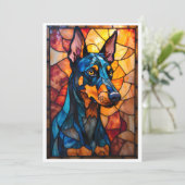 Stained Glass Style Doberman Dog Flat Kaart (Staand voorkant)