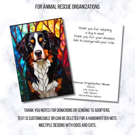 Stained Glass Style Dog Rescue Organization Bedankkaart