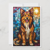 Stained Glass Style Mixed Breed Dog Flat Kaart (Voorkant)