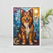 Stained Glass Style Mixed Breed Dog Flat Kaart (Staand voorkant)