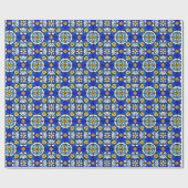 Stained Glass Style Shades of Blue and Yellow Cadeaupapier (Vlak)