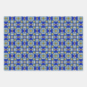 Stained Glass Style Shades of Blue and Yellow Inpakpapier Vel (Voorkant 2)