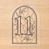 Stained Glass Style Table Number Eleven Acryl Uitnodigingen (Voorkant)
