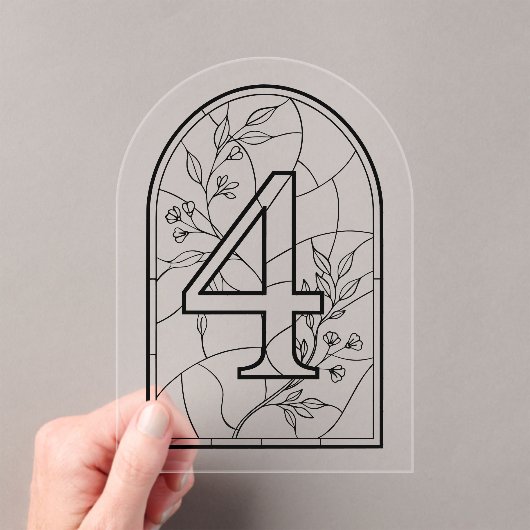 Stained Glass Style Table Number Four Acryl Uitnodigingen (Insitu (Draagbaar))