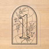 Stained Glass Style Table Number One Acryl Uitnodigingen (Voorkant)