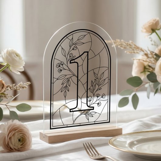 Stained Glass Style Table Number One Acryl Uitnodigingen