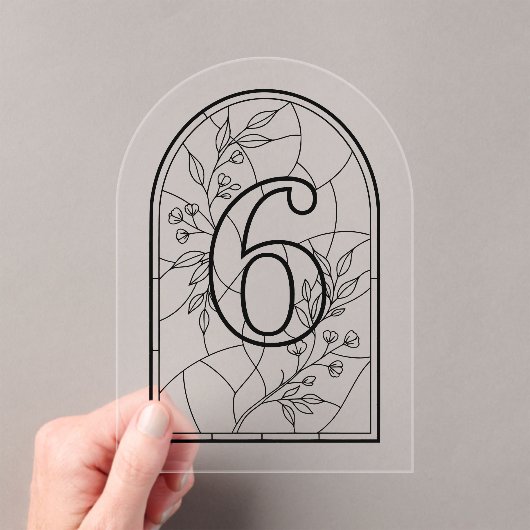 Stained Glass Style Table Number Six Acryl Uitnodigingen (Insitu (Draagbaar))