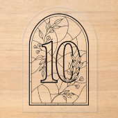 Stained Glass Style Table Number Ten Acryl Uitnodigingen (Voorkant)