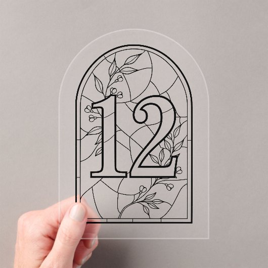 Stained Glass Style Table Number Twelve Acryl Uitnodigingen (Insitu (Draagbaar))