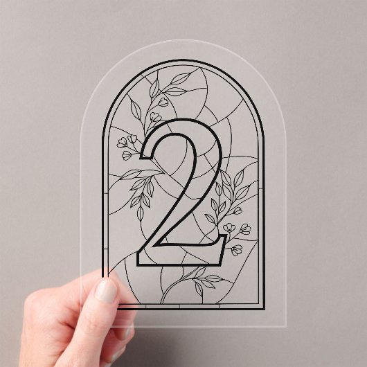 Stained Glass Style Table Number Two Acryl Uitnodigingen (Insitu (Draagbaar))