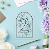 Stained Glass Style Table Number Two Acryl Uitnodigingen (Insitu (Huwelijk))