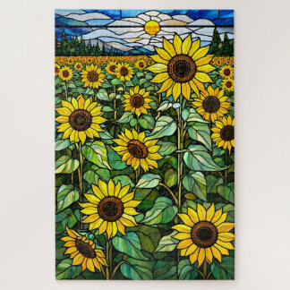 Stained Glass Sunflower Jigsaw Puzzle Legpuzzel