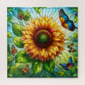 Stained Glass Sunflower Legpuzzel (Verticaal)