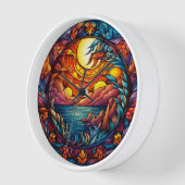 Stained Glass Sunset Landscape Wall Clock  (Hoek)