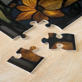 Stained Glass Swan Jigsaw Puzzle Legpuzzel (Zijkant)