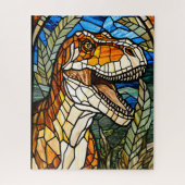 Stained Glass T-Rex Dinosaur Jigsaw Puzzle Legpuzzel (Verticaal)