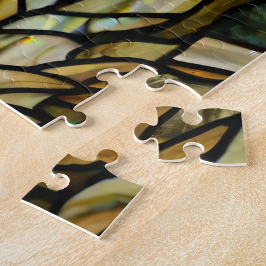 Stained Glass T-Rex Dinosaur Jigsaw Puzzle Legpuzzel (Zijkant)