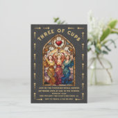 Stained Glass Three of Cups Bridal Shower Tarot Kaart (Staand voorkant)