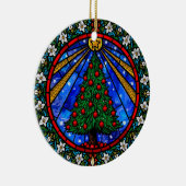 Stained Glass Tree & Floral Border Keramisch Ornament (Rechts)