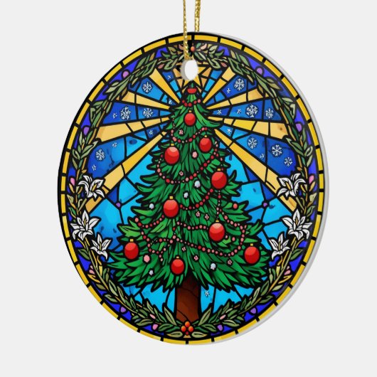 Stained Glass Tree Wreath Keramisch Ornament (Links)