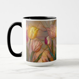 Stained Glass Tulip Mug: Floral Art Mok